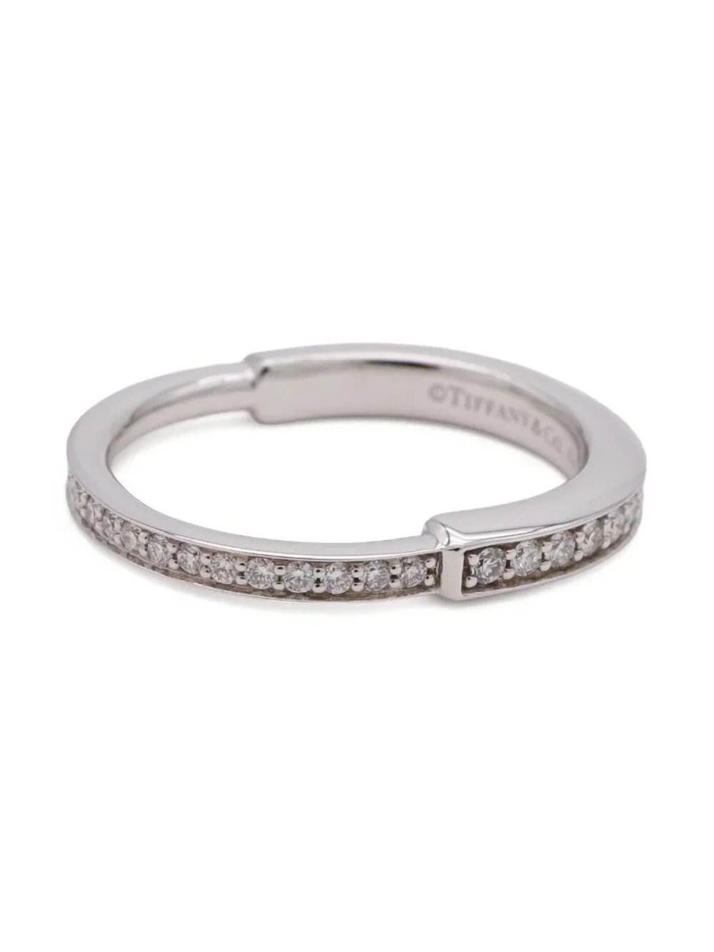 Tiffany & Co Lock Ring Full Pave Diamond 18k White Gold